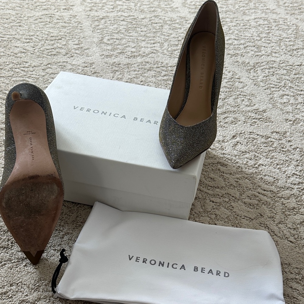 Veronica Beard Glittering Silver Heels